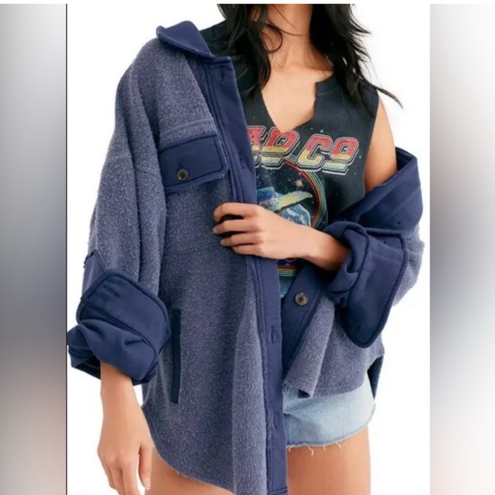Free People Ruby Shirt Jacket (shacket) in
Oceana Blue